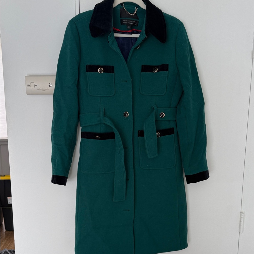 J. Crew Teal and Black Trench Coat - Picture 4 of 12